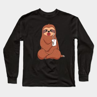 Sloth with lip filler Botox Funny Sloth Long Sleeve T-Shirt